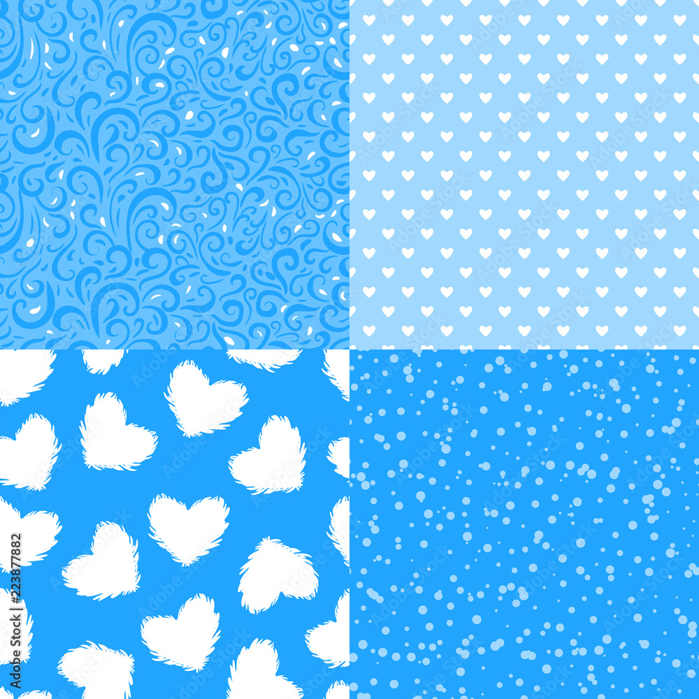 Vector Winter seamless pattern. Set of abstract texture white illustration isolated on blue background. Vector Winter seamless pattern. Set of abstract texture white illustration isolated on blue background.