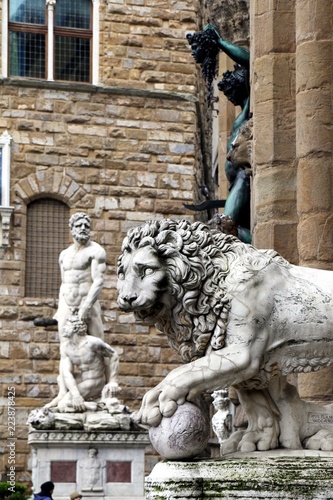 Medici lions, Piazza Della Signoria, Florence, Loggia dei Lanzi, statue, sculpture, monument, art, italy, history,