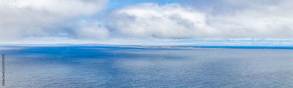 Fototapeta premium Panorama of Aran Islands taken from Cliffs of Moher