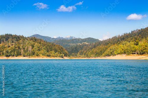Croatian mountains, Risnjak and beautiful blue Lokvarsko lake, Lokve, Gorski kotar, Croatia 