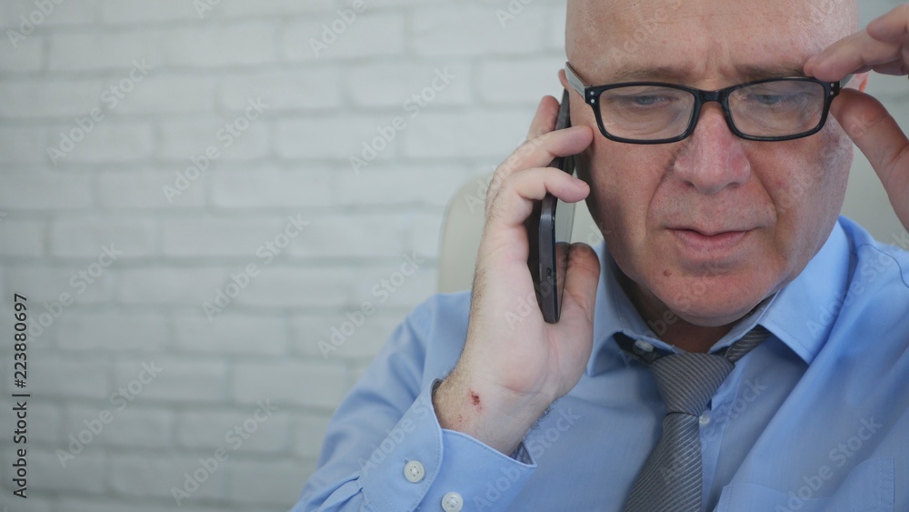 Businessman Image Talking to Cellphone Interior Office Businessman Image Talking to Cellphone Interior Office
