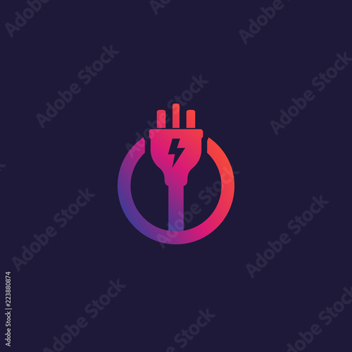 electricity vector icon, logo with electric plug