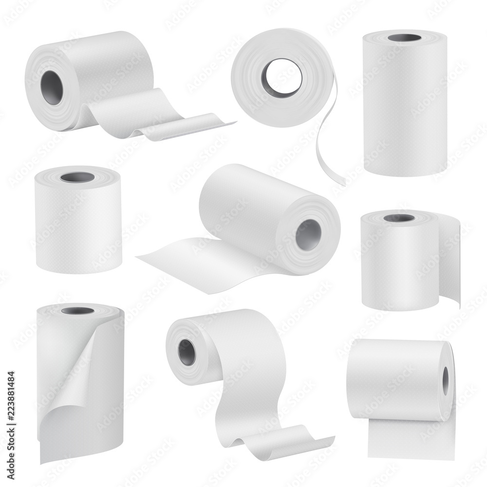 Realistic toilet paper in rolls, white set Realistic toilet paper in rolls, white set
