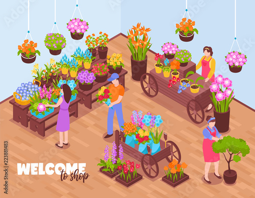 Isometric Florists Shop Composition