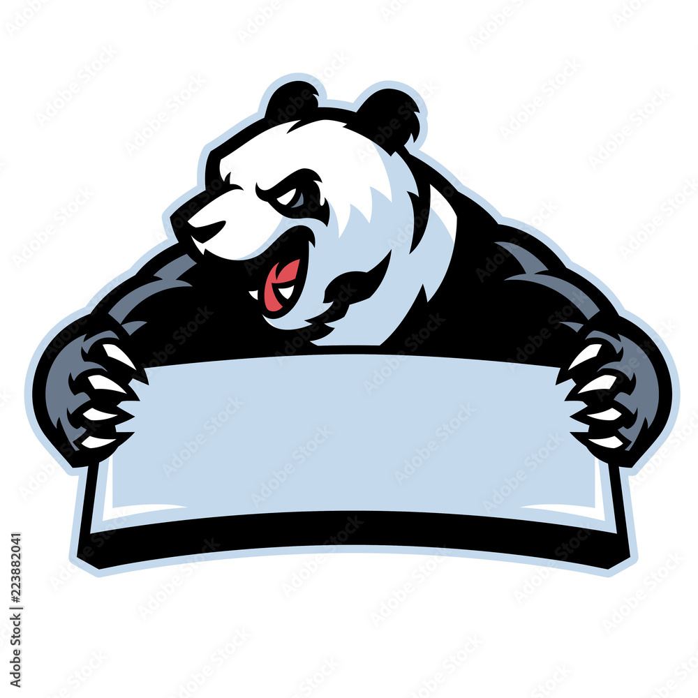 Fototapeta premium panda in sport mascot hold the blank banner