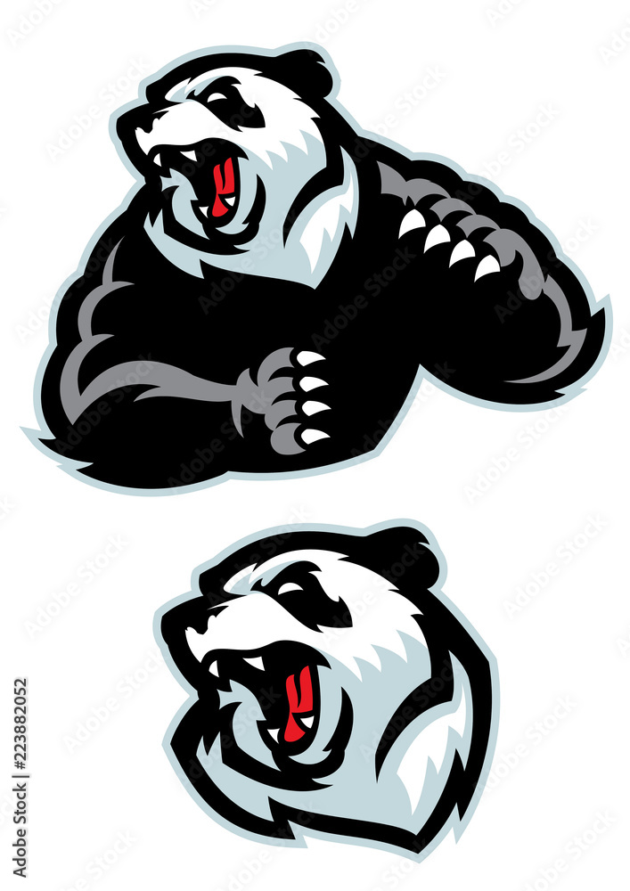 Naklejka premium panda w sportowym zestawie maskotka zły