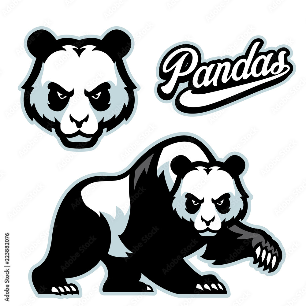 Fototapeta premium panda maskotka istyle z oddzieloną głową