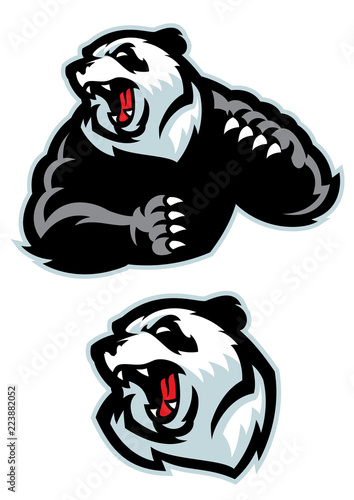 panda in sport mascot angry set