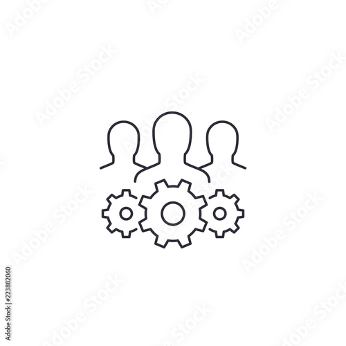 team interaction and management line icon on white