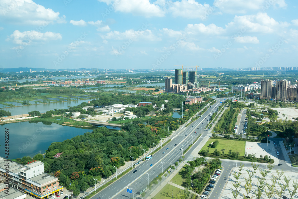 Views Leiweng Avenue in the suburb of Wangcheng of Changsha