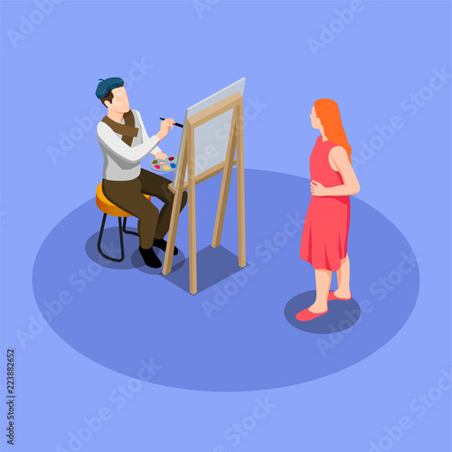 Street Artist Isometric Composition