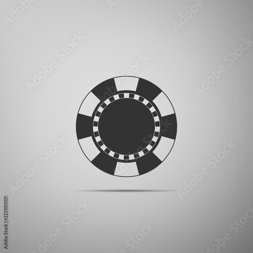 Casino chip icon isolated on grey background. Flat design. Vector Illustration