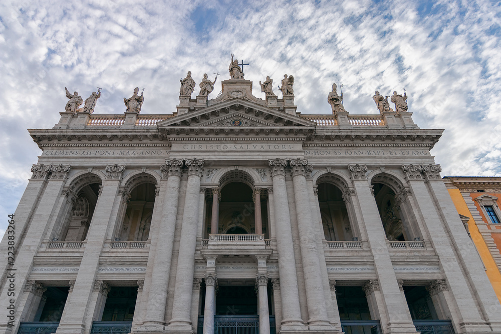 The facade of St. John Lateran basilica (Basilica di San Giovanni in Laterano) Rome, Italy