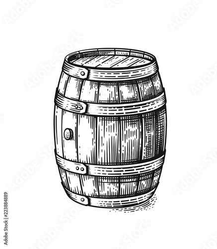 Vector hand drawing wood barrel