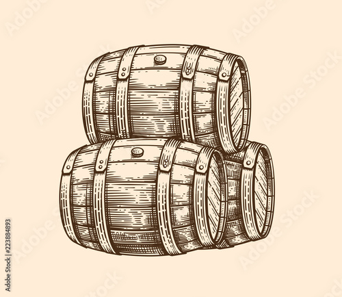 Vector wood old barrel