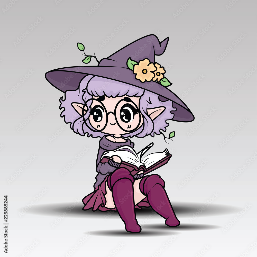 Cute witch Character., Halloween content.