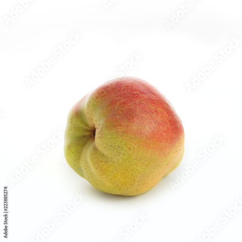yellow ripe pear on white background