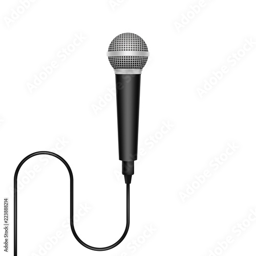 Realistic microphone isolated on white background. Vector illustration.