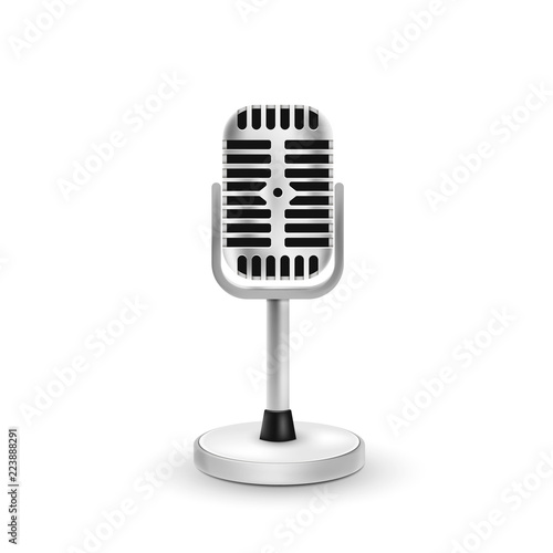 Realistic microphone isolated on white background. Vector illustration.