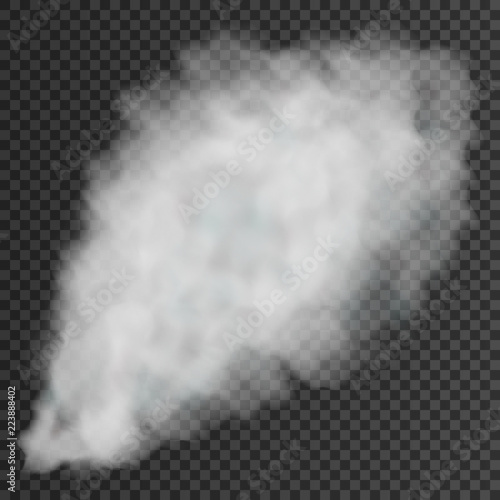 White smoke puff isolated on transparent background. Vector illustration.
