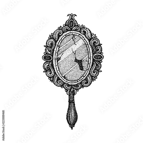 Dotwork Ancient Handle Mirror
