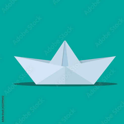 Origami paper boat vector flat design.