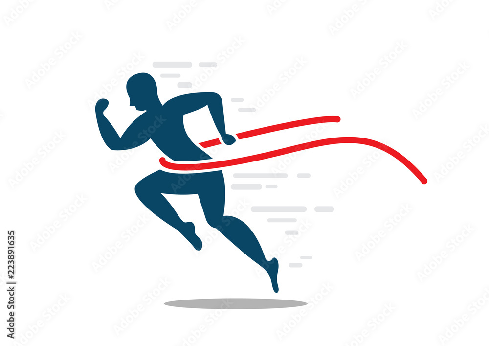 Man sprint running to win flat icon