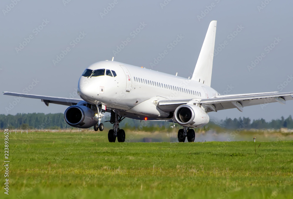 Landing an airplane at the airport