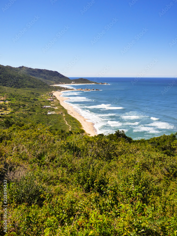 A view of Praia Mole and Praia da Galheta from above - popular beaches in Florianopolis, Brazil