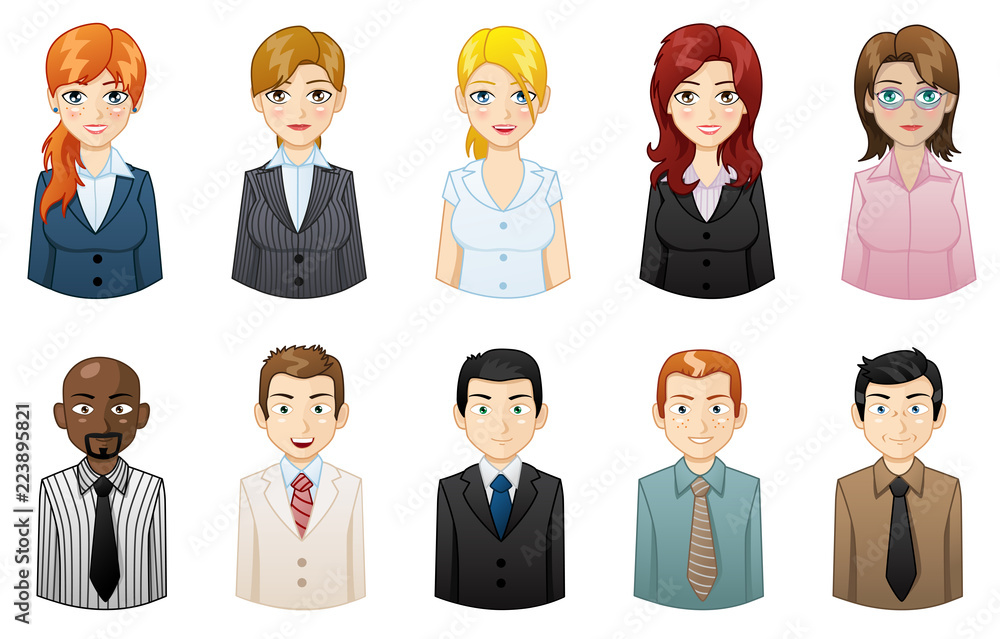 Icons avatars set - illustration man and woman Icons avatars set - illustration man and woman