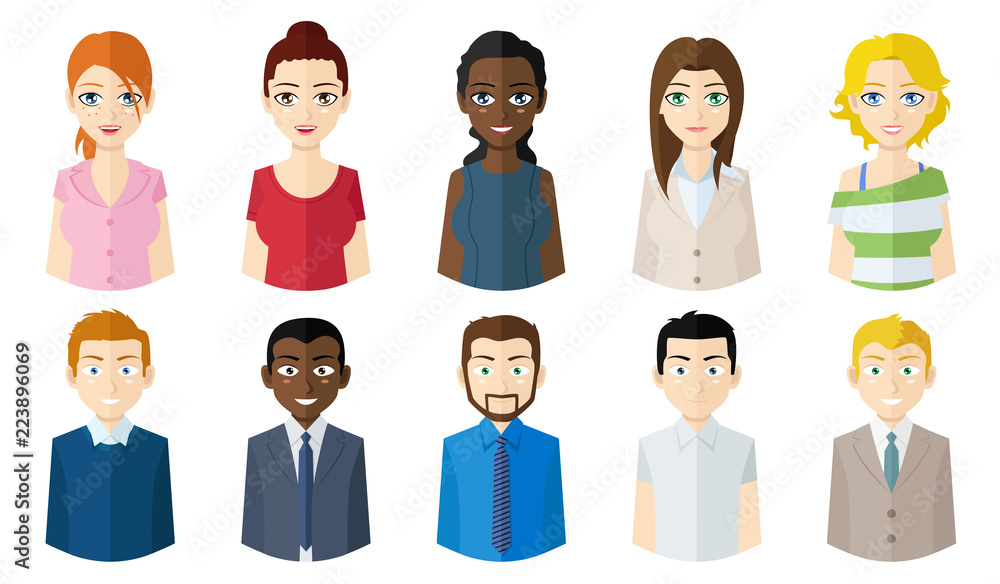 Flat design icons avatars set - illustration Flat design icons avatars set - illustration