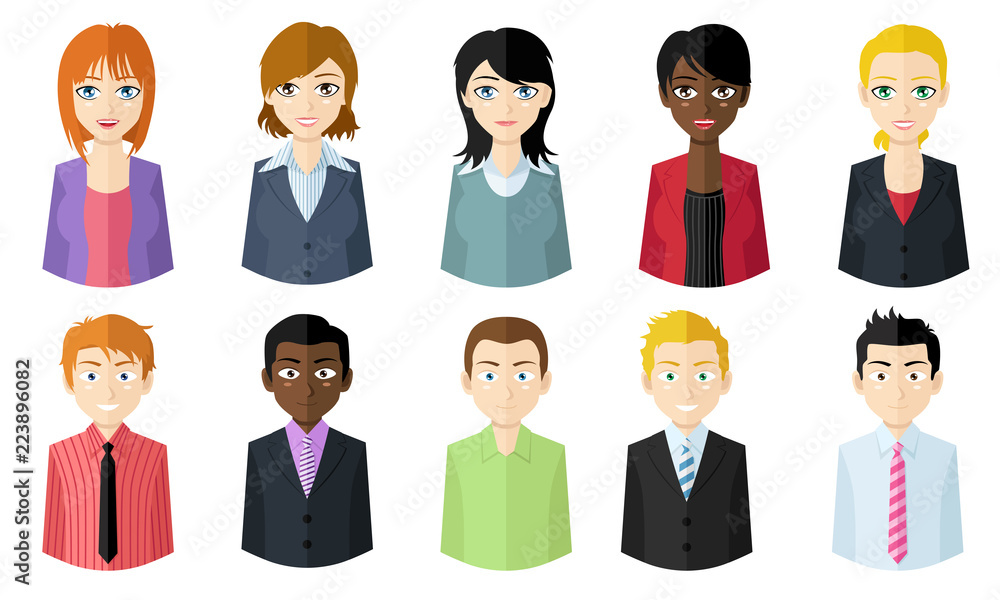 Flat design icons avatars set - illustration man and woman Flat design icons avatars set - illustration man and woman