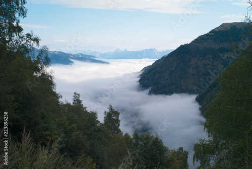 Austrian Mountain Valley Covered With Clouds near Kaprun, Salzburg