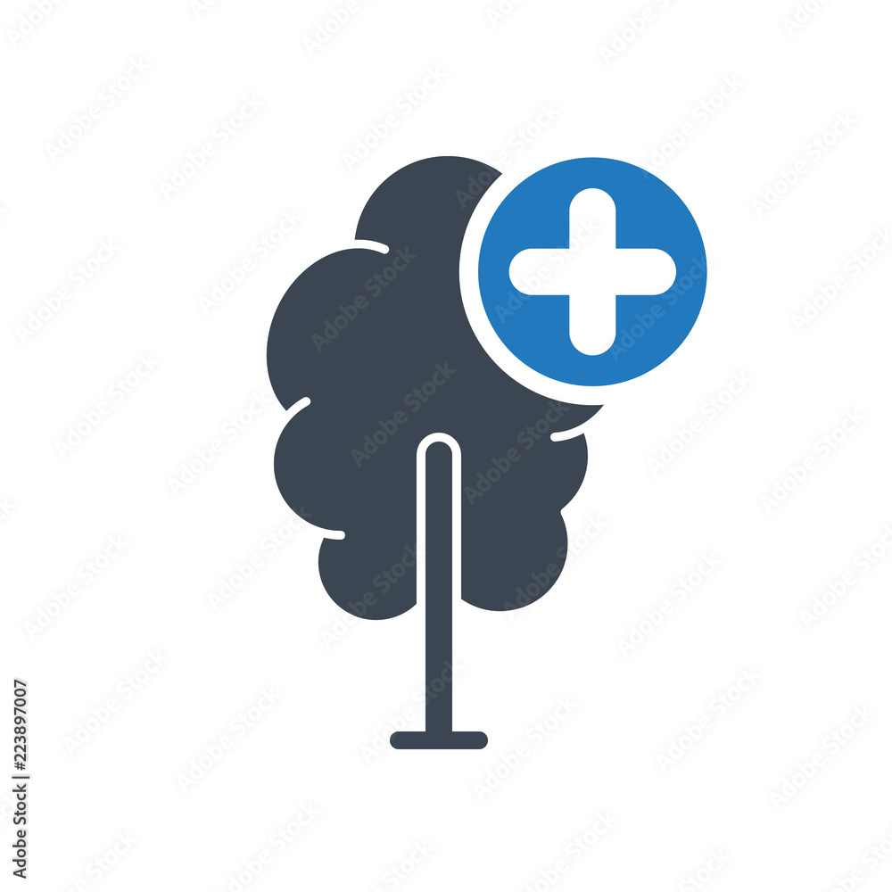 Tree icon, forest, nature, ecology concept icon with add sign. Tree icon, forest, nature, ecology concept icon with add sign.