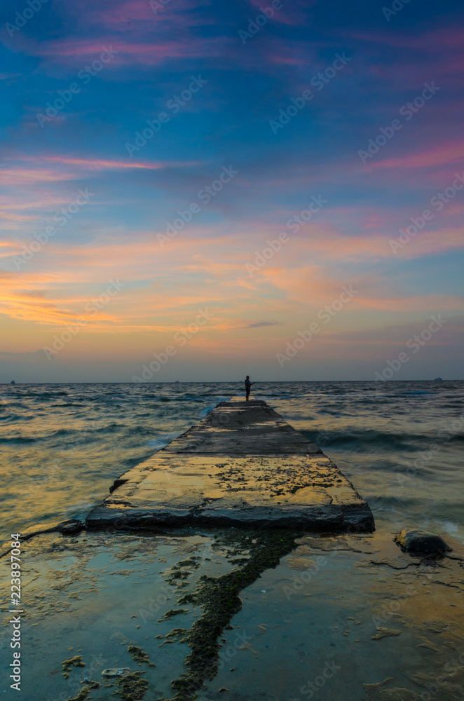 seascape in the Odesa during the sunset in the summer season