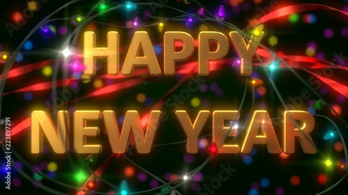 new year celebration scene with golden text. 3d illustration