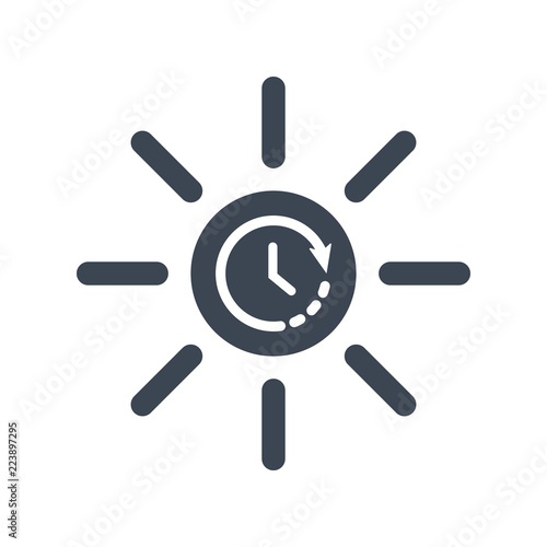 Sun icon, brightness, electric, light concept icon with time sign. Sun icon and countdown, deadline, schedule, planning symbol