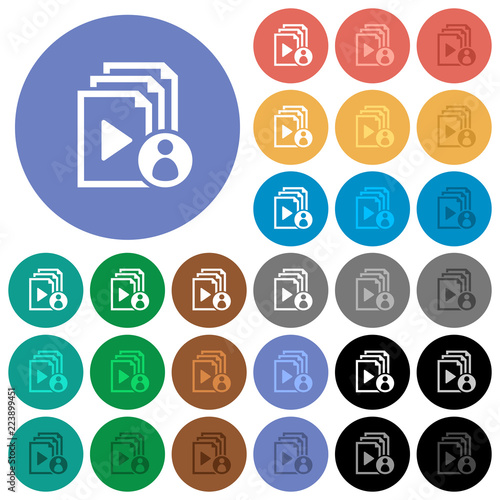 Playlist author round flat multi colored icons