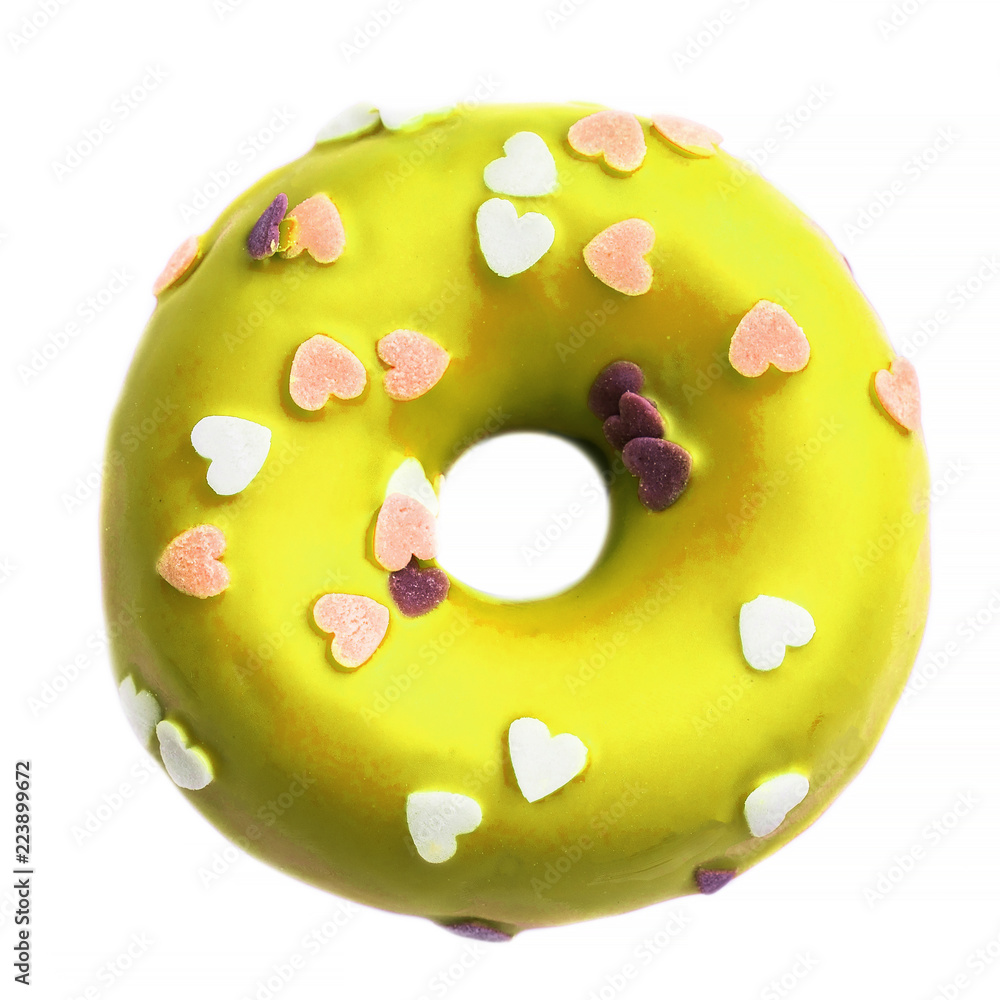 Yellow Donut with sprinkles isolated on white background. Yellow Donut with sprinkles isolated on white background.