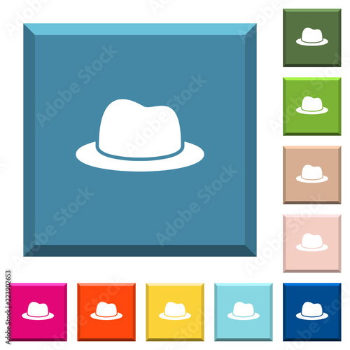Single Hat white icons on edged square buttons