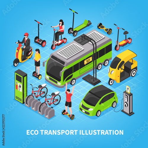 Eco Transport Isometric Illustration 