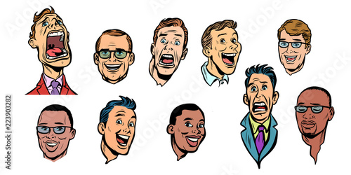 men face set collection. isolate on white background