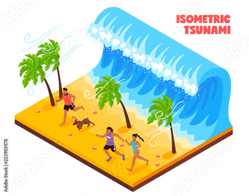 Tsunami Isometric Illustration