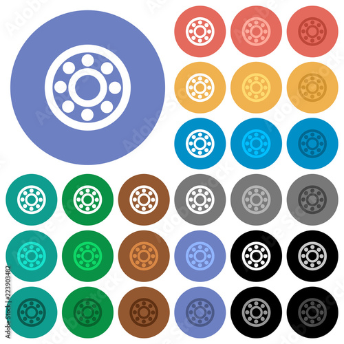 Bearings round flat multi colored icons