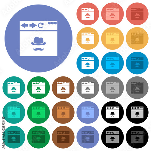 Browser incognito window round flat multi colored icons