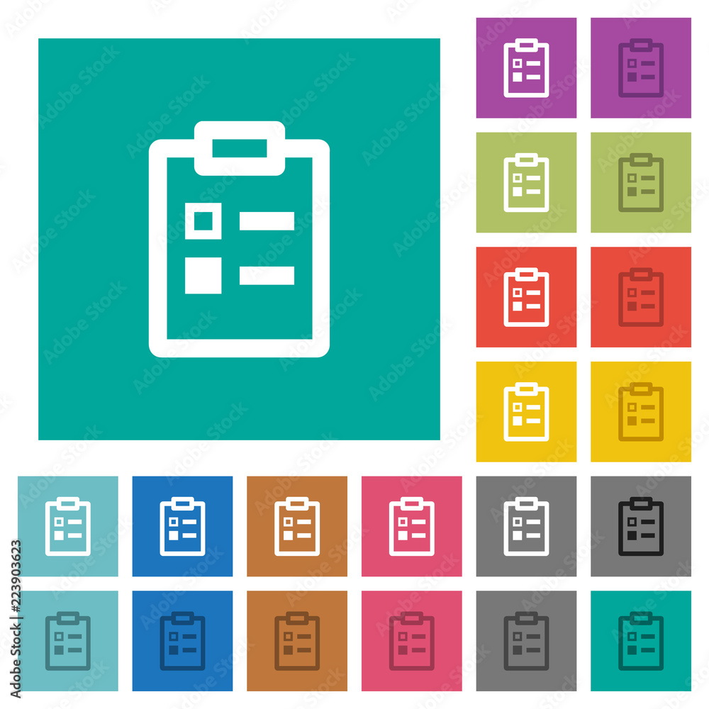 Survey square flat multi colored icons Survey square flat multi colored icons