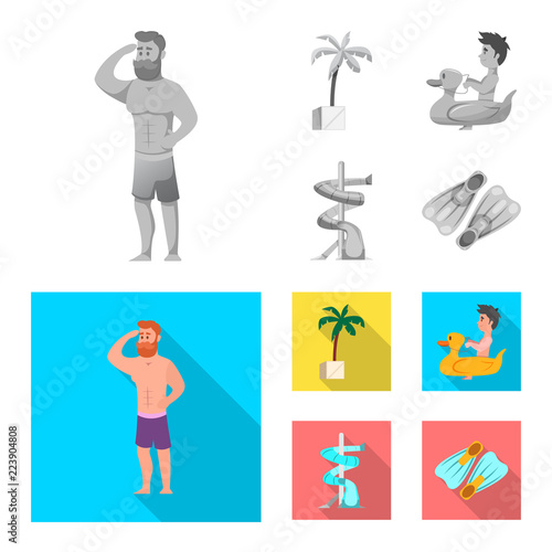 Isolated object of pool and swimming sign. Set of pool and activity stock vector illustration.