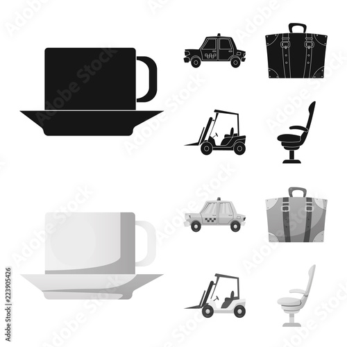 Isolated object of airport and airplane logo. Collection of airport and plane stock vector illustration.