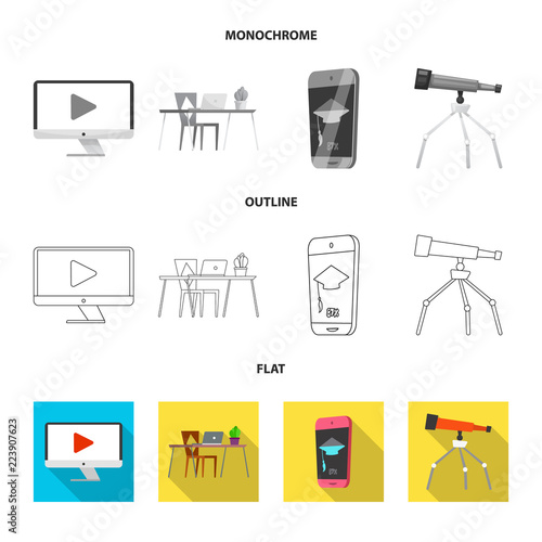 Vector illustration of education and learning icon. Collection of education and school stock symbol for web.