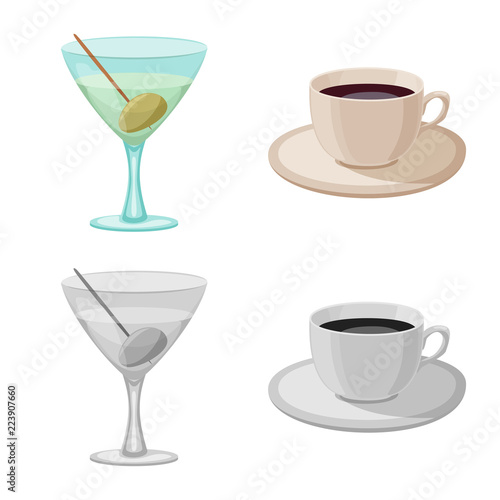 Vector design of drink and bar sign. Collection of drink and party vector icon for stock.